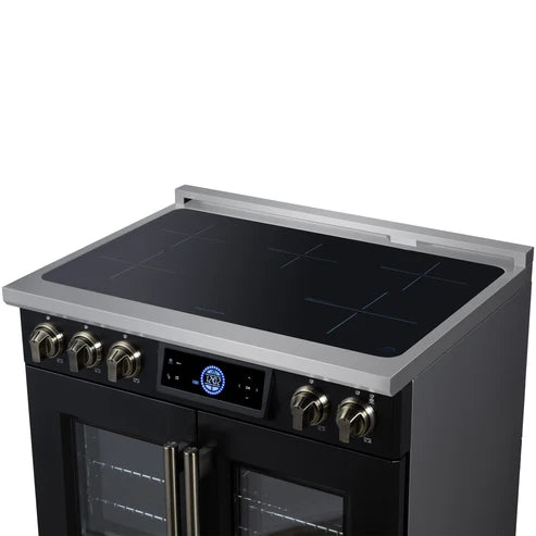 Forno Maximus 36-Inch 5.36 cu. ft. French Door Induction Range, True Convection, Air Sous Vide, Air Fry Basket - Stainless Steel, Black or White (FFSIN0932-36)