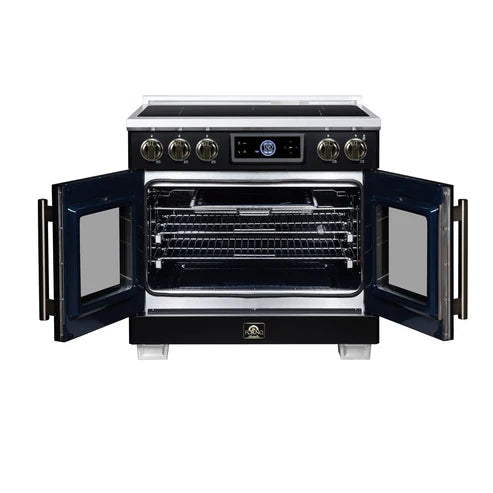 Forno Maximus 36-Inch 5.36 cu. ft. French Door Induction Range, True Convection, Air Sous Vide, Air Fry Basket - Stainless Steel, Black or White (FFSIN0932-36)