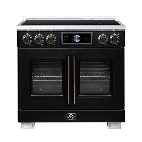 Forno Maximus 36-Inch 5.36 cu. ft. French Door Induction Range, True Convection, Air Sous Vide, Air Fry Basket - Stainless Steel, Black or White (FFSIN0932-36)