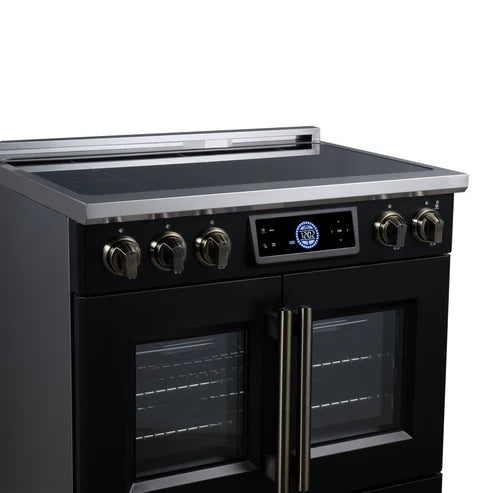 Forno Maximus 36-Inch 5.36 cu. ft. French Door Induction Range, True Convection, Air Sous Vide, Air Fry Basket - Stainless Steel, Black or White (FFSIN0932-36)