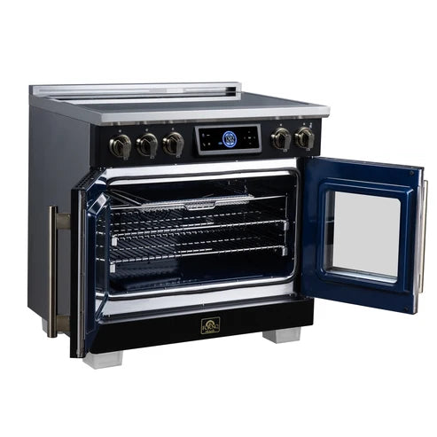 Forno Maximus 36-Inch 5.36 cu. ft. French Door Induction Range, True Convection, Air Sous Vide, Air Fry Basket - Stainless Steel, Black or White (FFSIN0932-36)