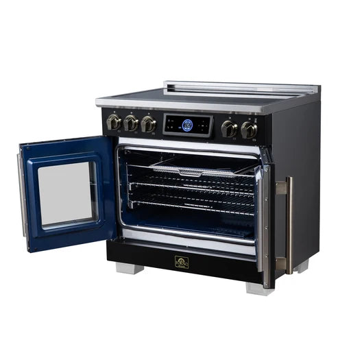 Forno Maximus 36-Inch 5.36 cu. ft. French Door Induction Range, True Convection, Air Sous Vide, Air Fry Basket - Stainless Steel, Black or White (FFSIN0932-36)