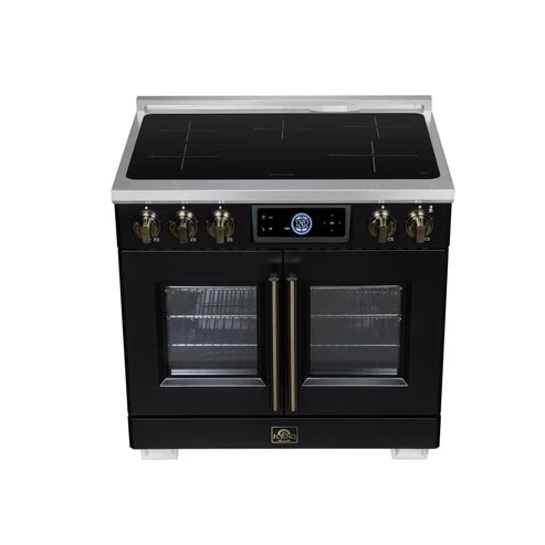 Forno Maximus 36-Inch 5.36 cu. ft. French Door Induction Range, True Convection, Air Sous Vide, Air Fry Basket - Stainless Steel, Black or White (FFSIN0932-36)