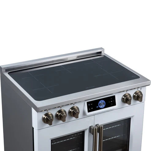 Forno Maximus 36-Inch 5.36 cu. ft. French Door Induction Range, True Convection, Air Sous Vide, Air Fry Basket - Stainless Steel, Black or White (FFSIN0932-36)