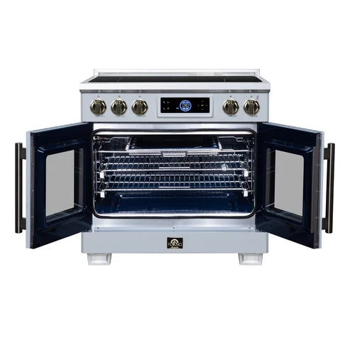 Forno Maximus 36-Inch 5.36 cu. ft. French Door Induction Range, True Convection, Air Sous Vide, Air Fry Basket - Stainless Steel, Black or White (FFSIN0932-36)