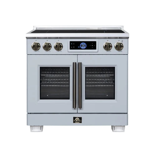 Forno Maximus 36-Inch 5.36 cu. ft. French Door Induction Range, True Convection, Air Sous Vide, Air Fry Basket - Stainless Steel, Black or White (FFSIN0932-36)