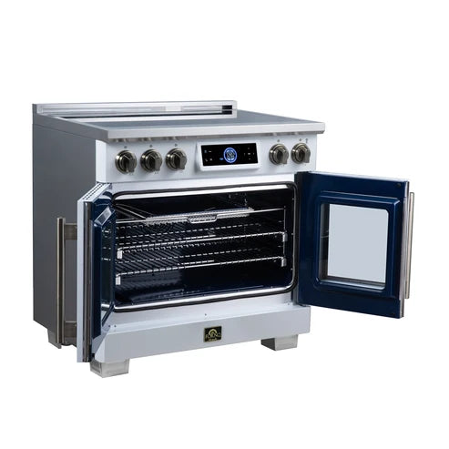 Forno Maximus 36-Inch 5.36 cu. ft. French Door Induction Range, True Convection, Air Sous Vide, Air Fry Basket - Stainless Steel, Black or White (FFSIN0932-36)