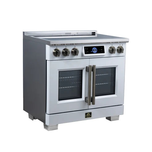 Forno Maximus 36-Inch 5.36 cu. ft. French Door Induction Range, True Convection, Air Sous Vide, Air Fry Basket - Stainless Steel, Black or White (FFSIN0932-36)