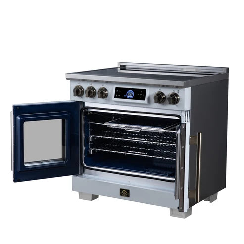 Forno Maximus 36-Inch 5.36 cu. ft. French Door Induction Range, True Convection, Air Sous Vide, Air Fry Basket - Stainless Steel, Black or White (FFSIN0932-36)