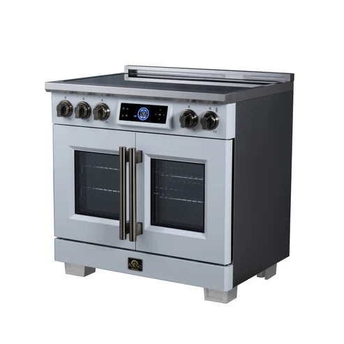 Forno Maximus 36-Inch 5.36 cu. ft. French Door Induction Range, True Convection, Air Sous Vide, Air Fry Basket - Stainless Steel, Black or White (FFSIN0932-36)