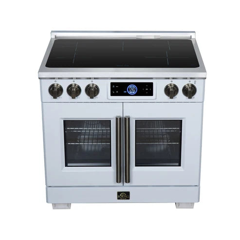 Forno Maximus 36-Inch 5.36 cu. ft. French Door Induction Range, True Convection, Air Sous Vide, Air Fry Basket - Stainless Steel, Black or White (FFSIN0932-36)
