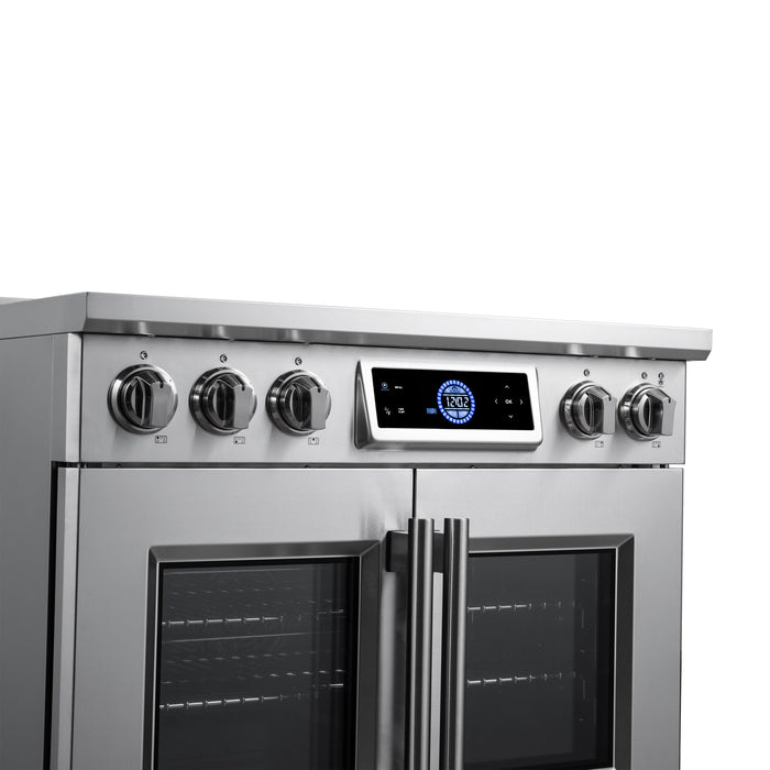 Forno Maximus 36-Inch 5.36 cu. ft. French Door Induction Range, True Convection, Air Sous Vide, Air Fry Basket - Stainless Steel, Black or White (FFSIN0932-36)
