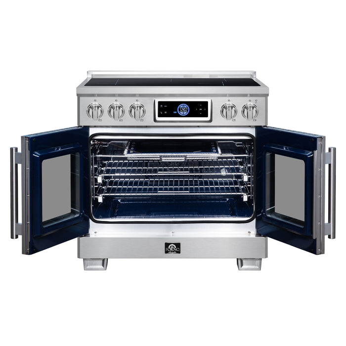 Forno Maximus 36-Inch 5.36 cu. ft. French Door Induction Range, True Convection, Air Sous Vide, Air Fry Basket - Stainless Steel, Black or White (FFSIN0932-36)