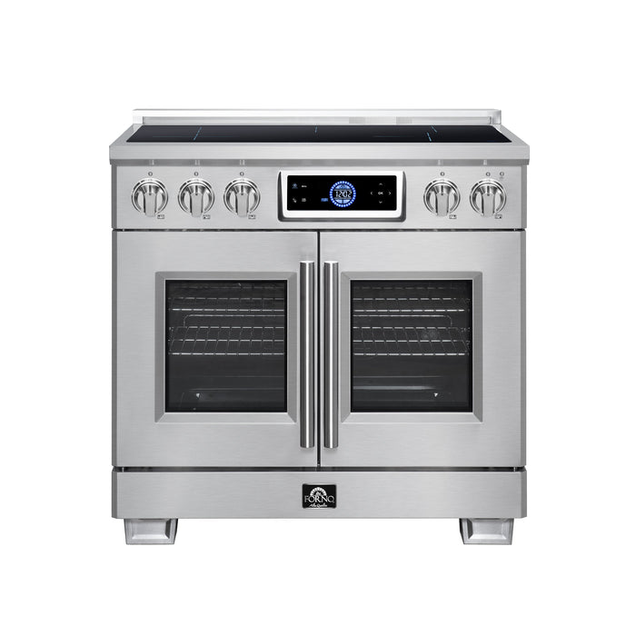 Forno Maximus 36-Inch 5.36 cu. ft. French Door Induction Range, True Convection, Air Sous Vide, Air Fry Basket - Stainless Steel, Black or White (FFSIN0932-36)