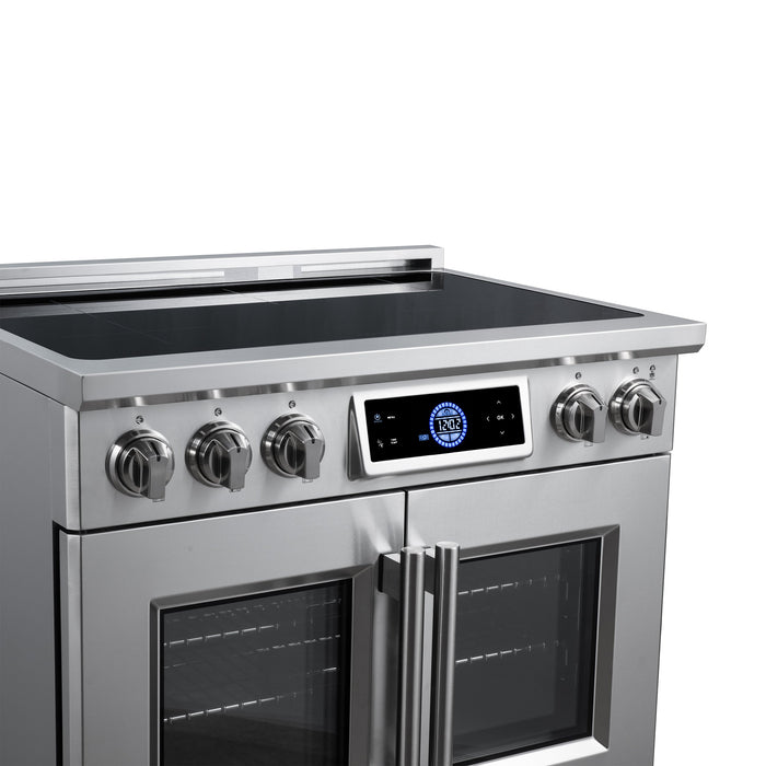 Forno Maximus 36-Inch 5.36 cu. ft. French Door Induction Range, True Convection, Air Sous Vide, Air Fry Basket - Stainless Steel, Black or White (FFSIN0932-36)