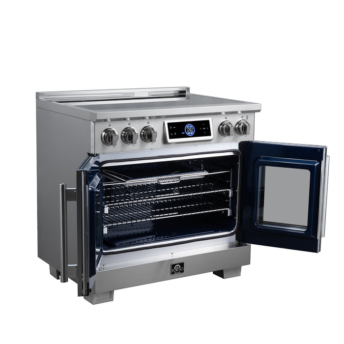 Forno Maximus 36-Inch 5.36 cu. ft. French Door Induction Range, True Convection, Air Sous Vide, Air Fry Basket - Stainless Steel, Black or White (FFSIN0932-36)