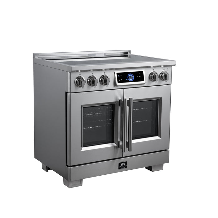 Forno Maximus 36-Inch 5.36 cu. ft. French Door Induction Range, True Convection, Air Sous Vide, Air Fry Basket - Stainless Steel, Black or White (FFSIN0932-36)