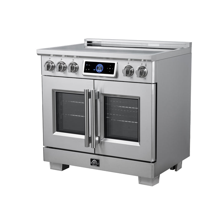Forno Maximus 36-Inch 5.36 cu. ft. French Door Induction Range, True Convection, Air Sous Vide, Air Fry Basket - Stainless Steel, Black or White (FFSIN0932-36)