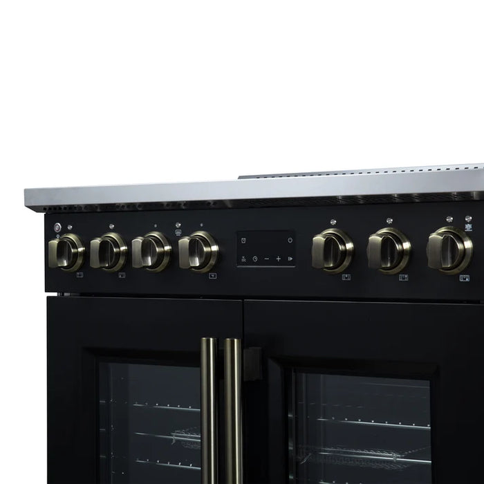 Forno Torino 36" 5.36 cu. ft. French Door Induction Range with True Convection, Air Fry and Sous Vide - Stainless Steel, Black or White (FFSIN0950-36)