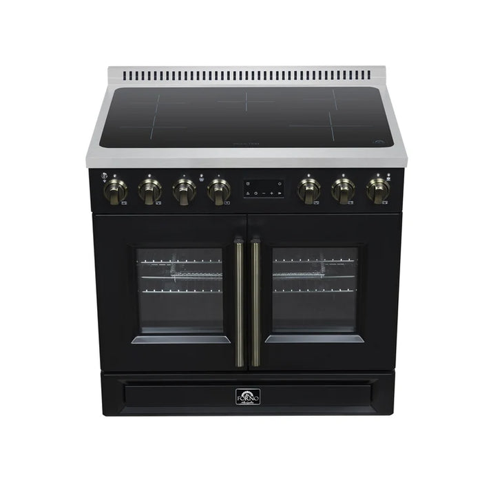 Forno Torino 36" 5.36 cu. ft. French Door Induction Range with True Convection, Air Fry and Sous Vide - Stainless Steel, Black or White (FFSIN0950-36)