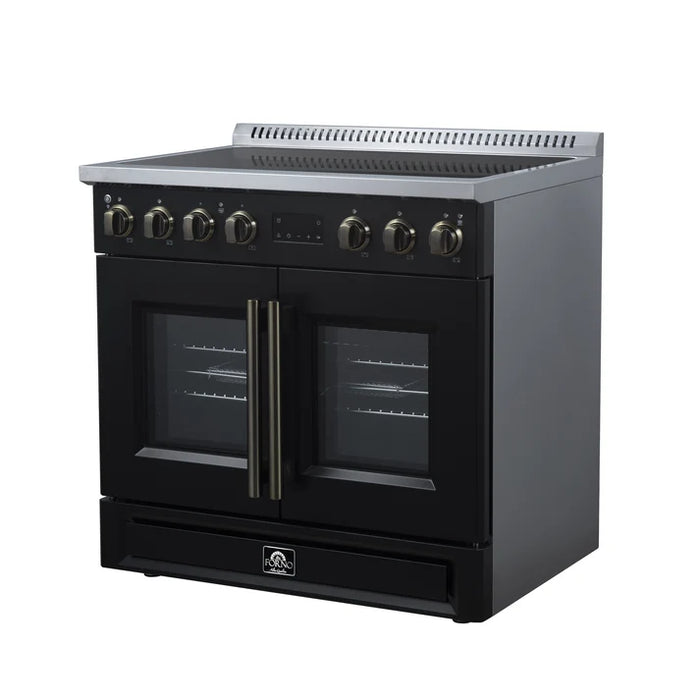 Forno Torino 36" 5.36 cu. ft. French Door Induction Range with True Convection, Air Fry and Sous Vide - Stainless Steel, Black or White (FFSIN0950-36)