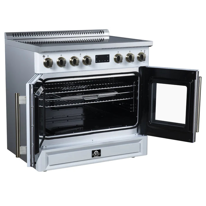 Forno Torino 36" 5.36 cu. ft. French Door Induction Range with True Convection, Air Fry and Sous Vide - Stainless Steel, Black or White (FFSIN0950-36)