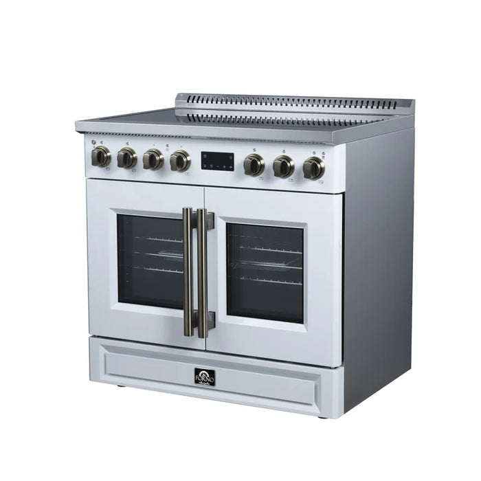 Forno Torino 36" 5.36 cu. ft. French Door Induction Range with True Convection, Air Fry and Sous Vide - Stainless Steel, Black or White (FFSIN0950-36)