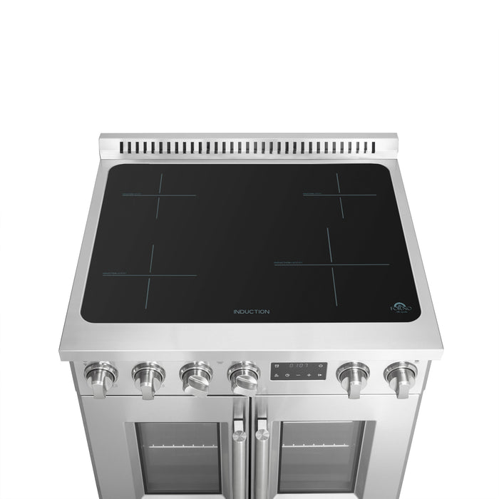 Forno Torino 30" 4.32 cu. ft. French Door Induction Range with True Convection, Air Fry and Sous Vide in Stainless Steel (FFSIN0950-30)