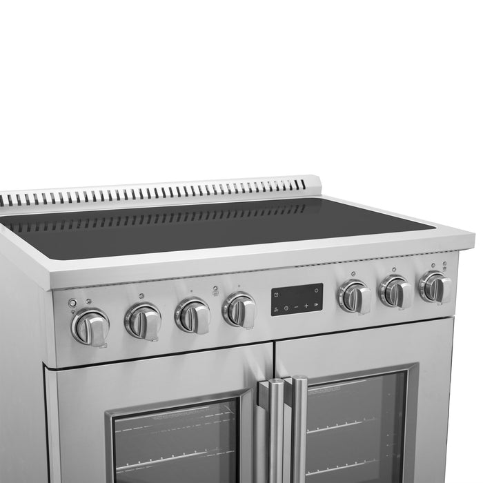 Forno Torino 36" 5.36 cu. ft. French Door Induction Range with True Convection, Air Fry and Sous Vide in Stainless Steel (FFSIN0950-36)