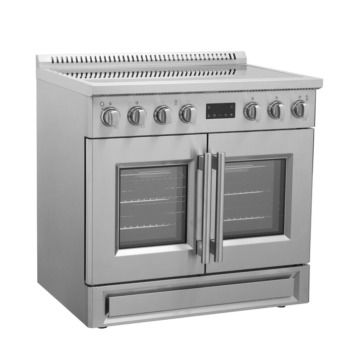 Forno Torino 36" 5.36 cu. ft. French Door Induction Range with True Convection, Air Fry and Sous Vide in Stainless Steel (FFSIN0950-36)
