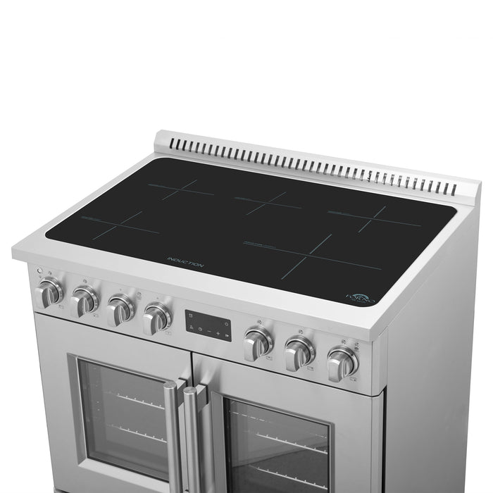 Forno Torino 36" 5.36 cu. ft. French Door Induction Range with True Convection, Air Fry and Sous Vide in Stainless Steel (FFSIN0950-36)