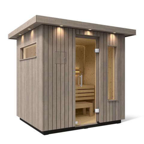Kohler - C2 Outdoor Sauna Kit, Weathered Grey Spruce, Up to 6 Persons