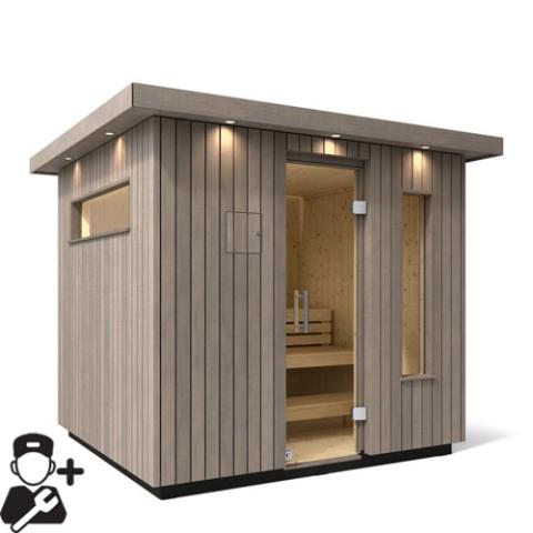 Kohler - C2 Outdoor Sauna Kit, Weathered Grey Spruce, Up to 6 Persons