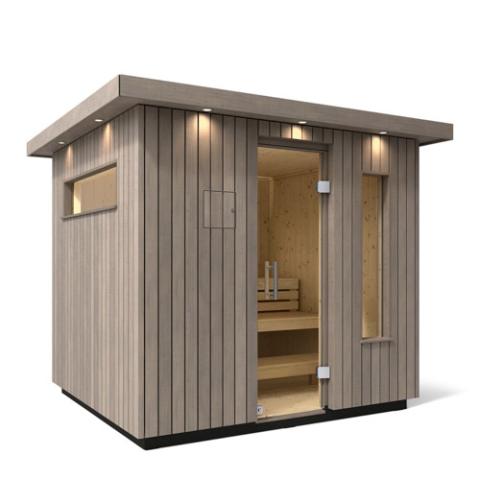 Kohler - C2 Outdoor Sauna Kit, Weathered Grey Spruce, Up to 6 Persons