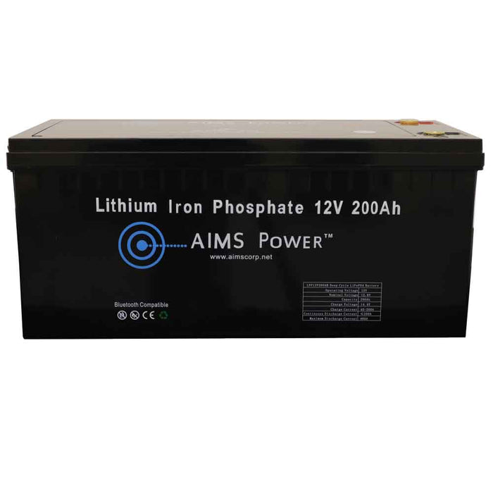 AIMS Power Lithium Battery Lithium Iron Phosphate with Bluetooth Monitoring - 12V 200Ah LiFePO4