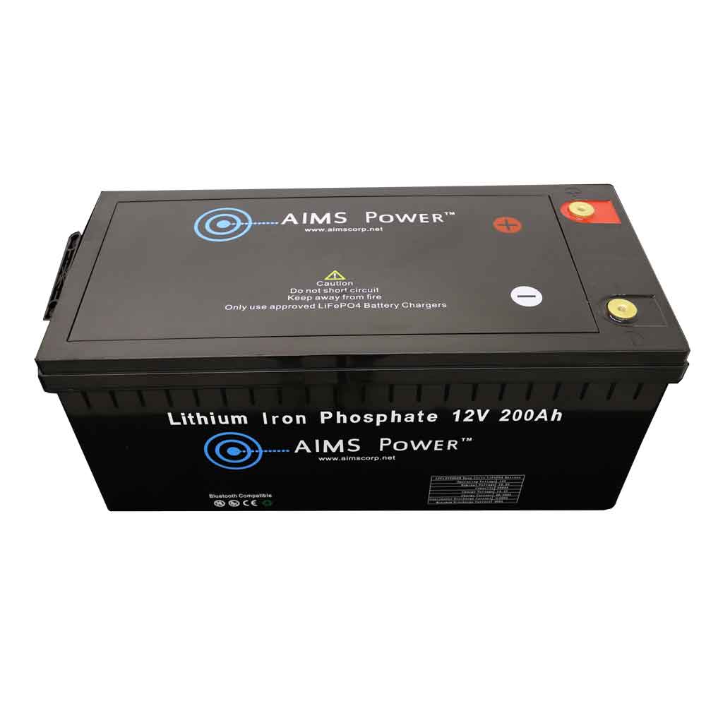 AIMS Power Lithium Battery Lithium Iron Phosphate with Bluetooth Monitoring - 12V 200Ah LiFePO4