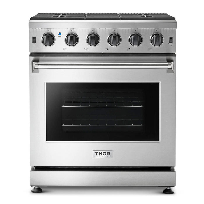 Thor Kitchen 30 in. 4.55 cu. ft. Professional Natural Gas / Propane Gas Range in Stainless Steel, LRG3001U & LRG3001ULP