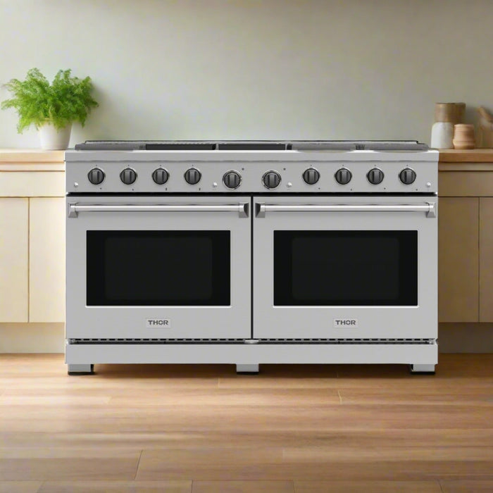 Thor Kitchen 60" 9.6 cu. ft. Professional Natural Gas Range with 8 Burners, LRG60E