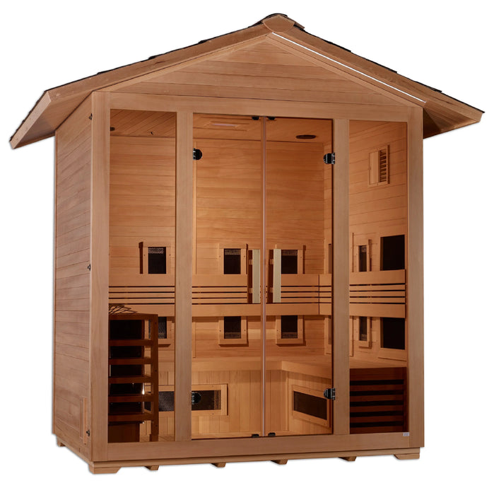 Golden Designs | Gargellen 5 Person Hybrid Outdoor Steam Sauna - Canadian Hemlock