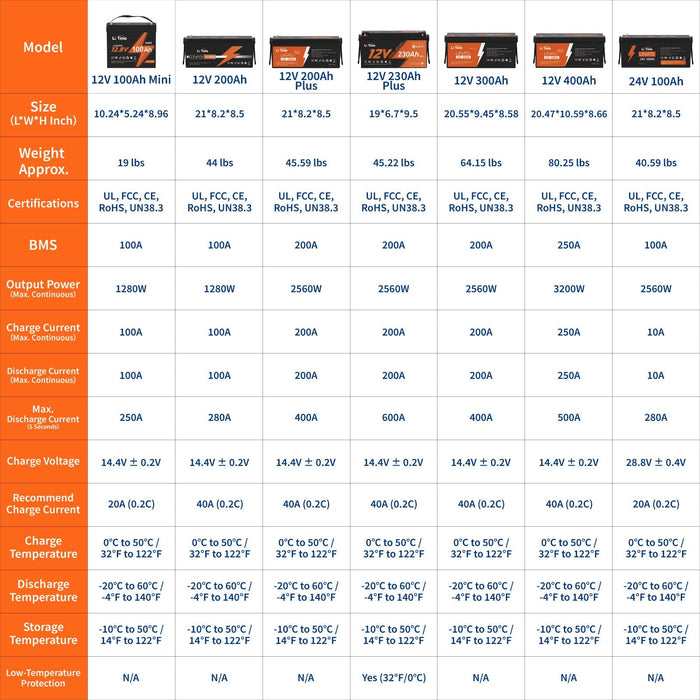 LiTime 12V 100Ah Mini LiFePO4 Lithium 4D Battery