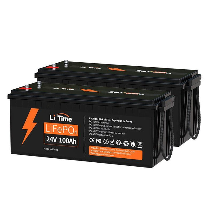 LiTime 24V 100Ah LiFePO4 Lithium Battery, Build-In 100A BMS, 2560Wh Energy