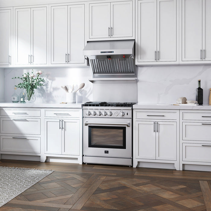 Forno Savona 30" 600 CFM Wall Mount Range Hood with Back Splash and Baffle Filters (FRHWM5029-30)