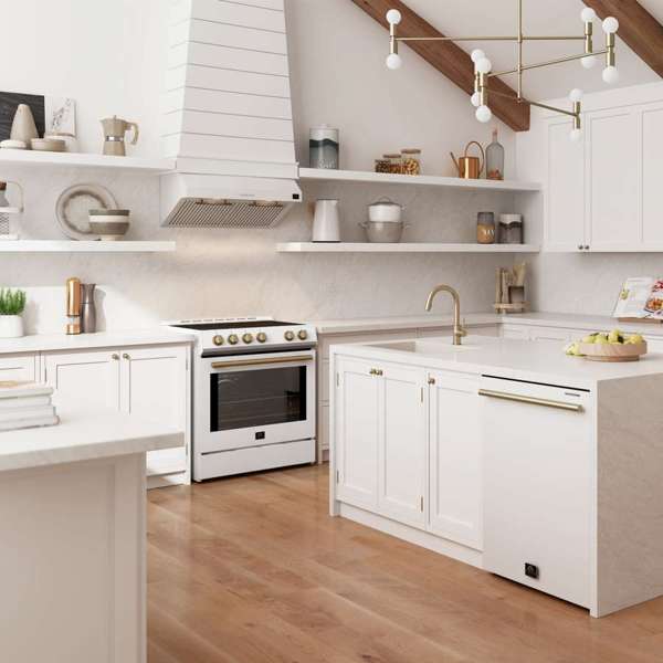 Forno Espresso Bari 30" 600 CFM Under Cabinet Range Hood with LED Lighting, Dishwasher-Safe Baffle Filters, 3-Speed Fan Control - Stainless Steel, Black, or White (FRHUC5255-30)