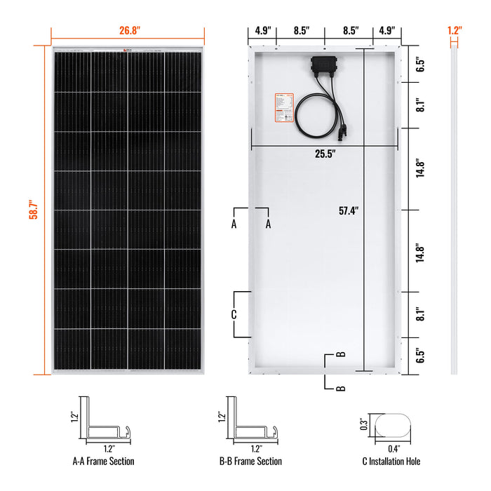 Rich Solar Mega 200 - 200W 12V Off-Grid Solar Panel