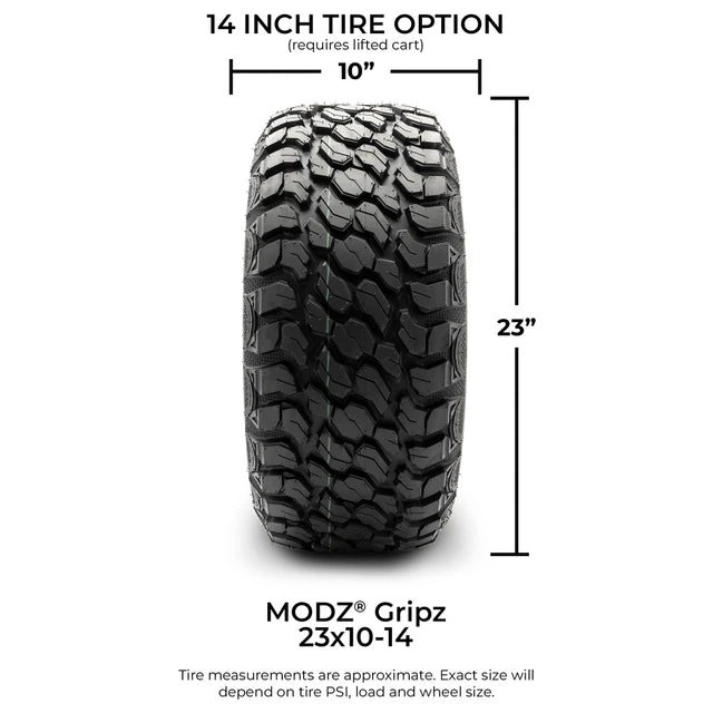 MODZ 14" Gladiator Matte Black Wheels and Off-Road Tires Combo