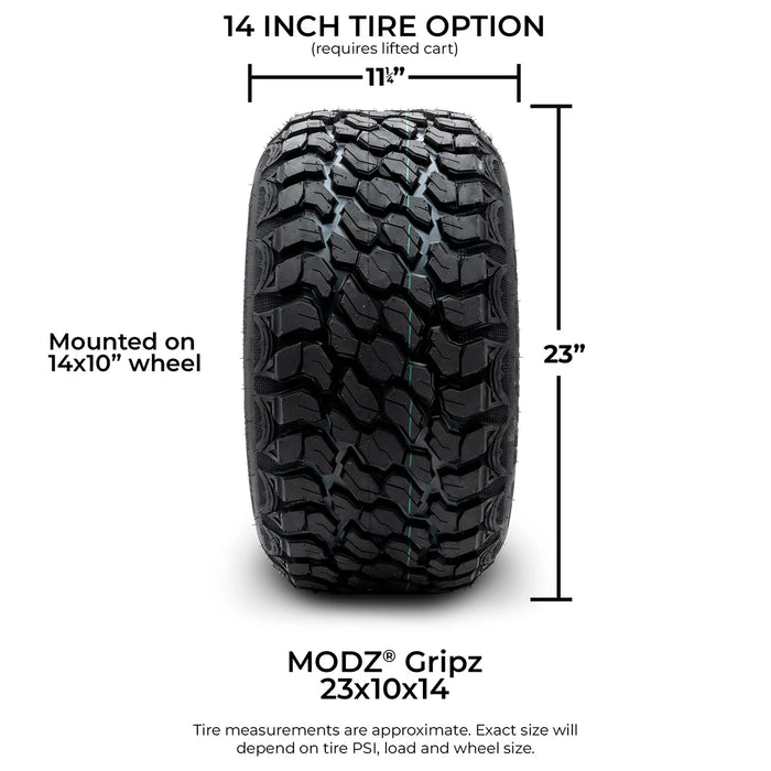 MODZ 14" Assassin Brushed Gunmetal with Ball Mill Wheels & Off-Road Tires Combo