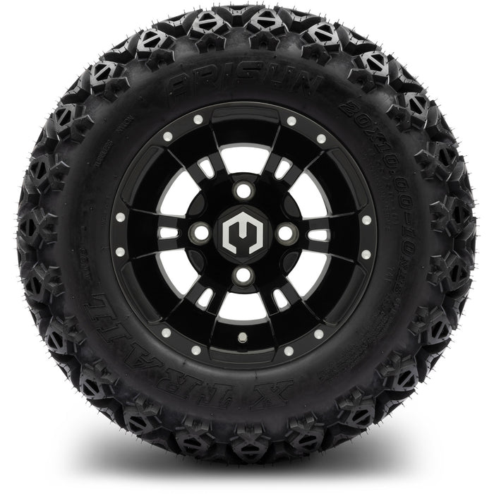 MODZ® 10" Ambush Glossy Black - Lifted/Off-Road Tires and Wheels Combo