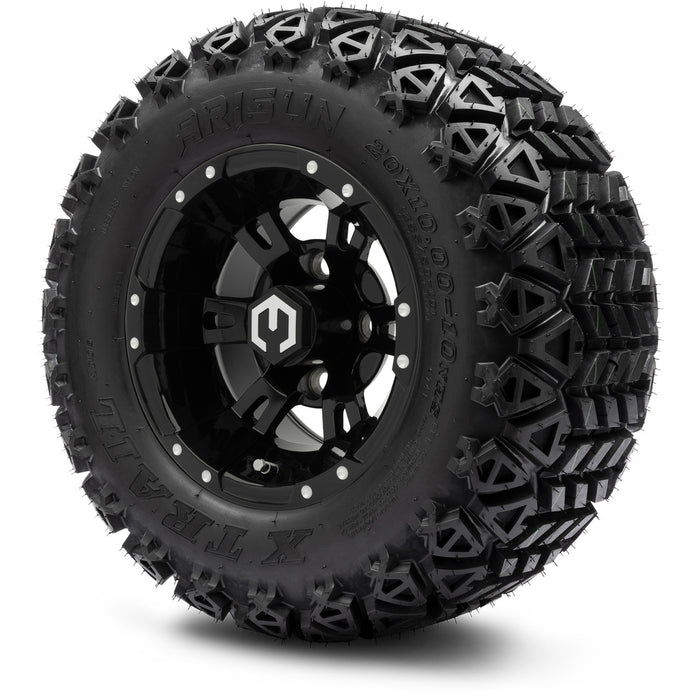 MODZ® 10" Ambush Glossy Black - Lifted/Off-Road Tires and Wheels Combo
