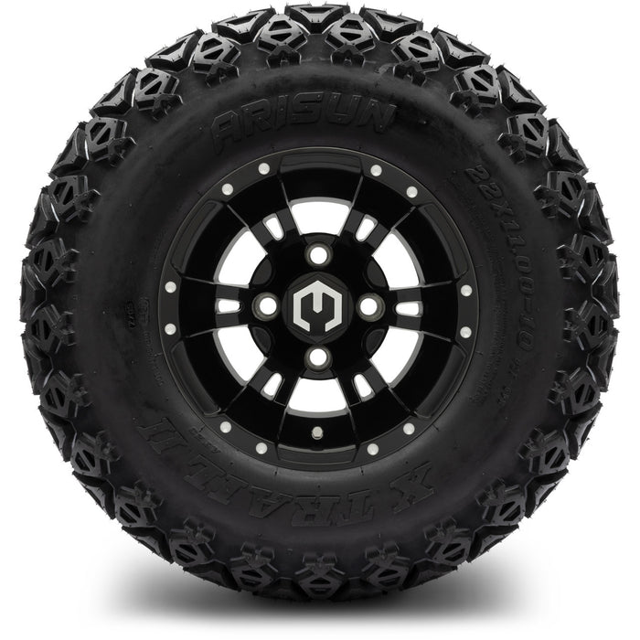 MODZ® 10" Ambush Glossy Black - Lifted/Off-Road Tires and Wheels Combo