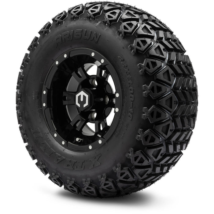 MODZ® 10" Ambush Glossy Black - Lifted/Off-Road Tires and Wheels Combo